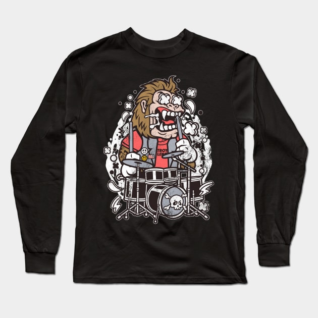 Gorilla Drums Destroyer of Silence Drummer Distressed Long Sleeve T-Shirt by markz66